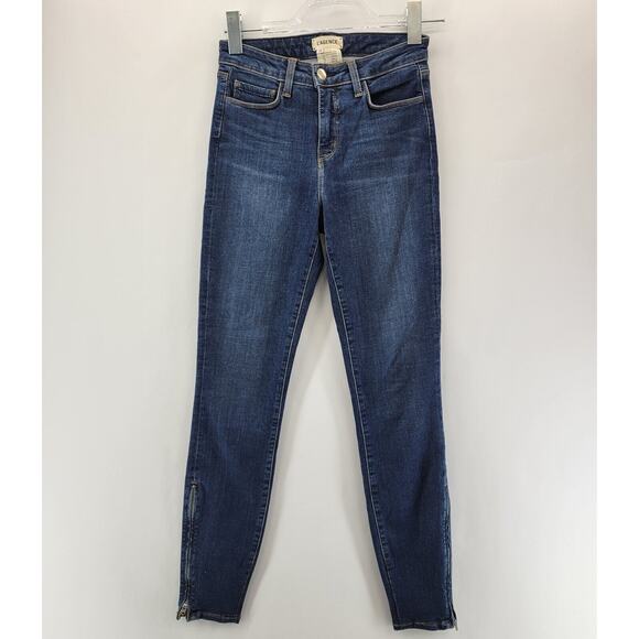 L'Agence Jeans Womens 24 Skinny Mid Rise Zip Hem Designer Sexy USA Medium Wash - Picture 1 of 9
